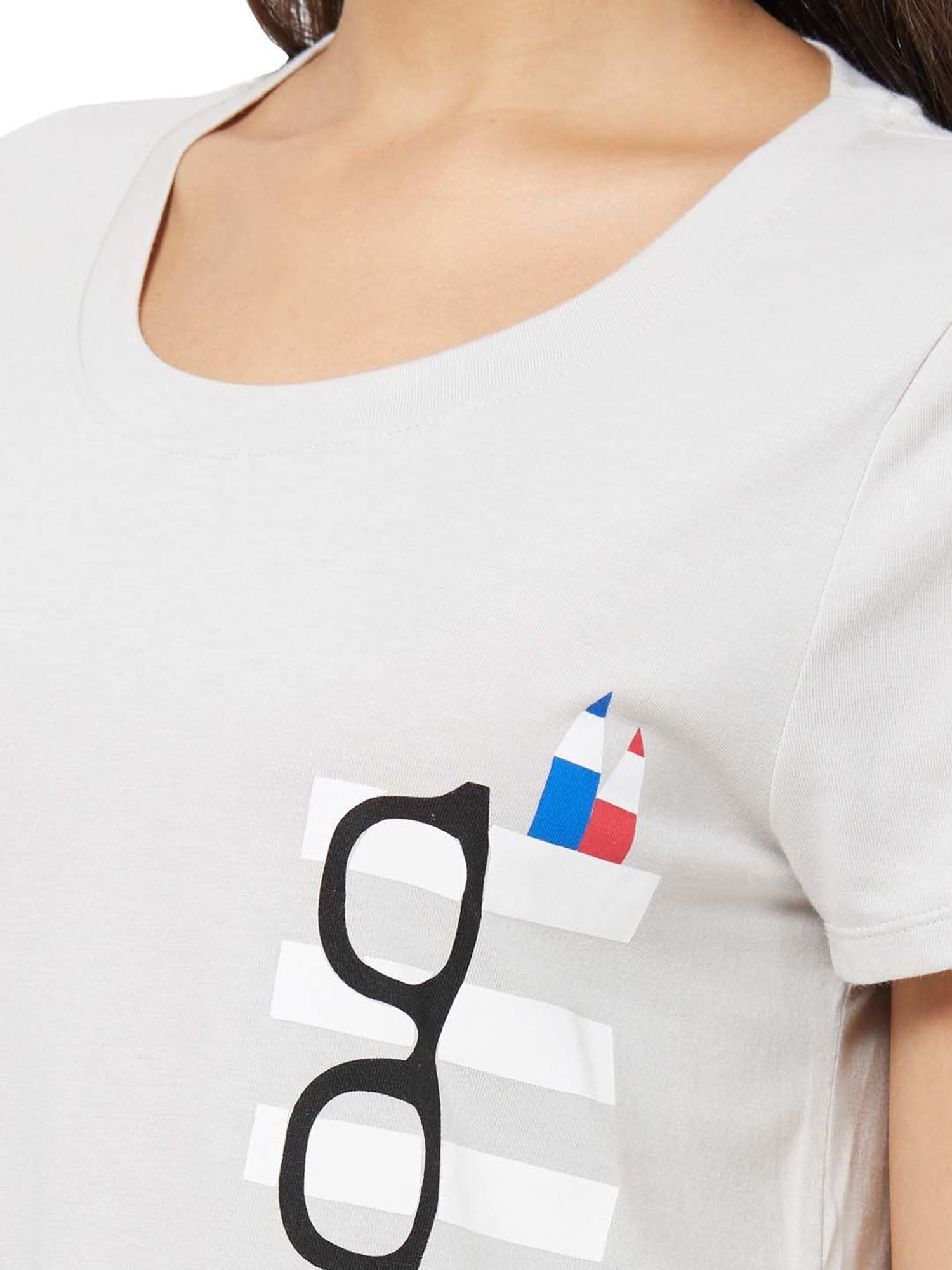 Soie Grey Cotton Printed Sleep T-Shirt