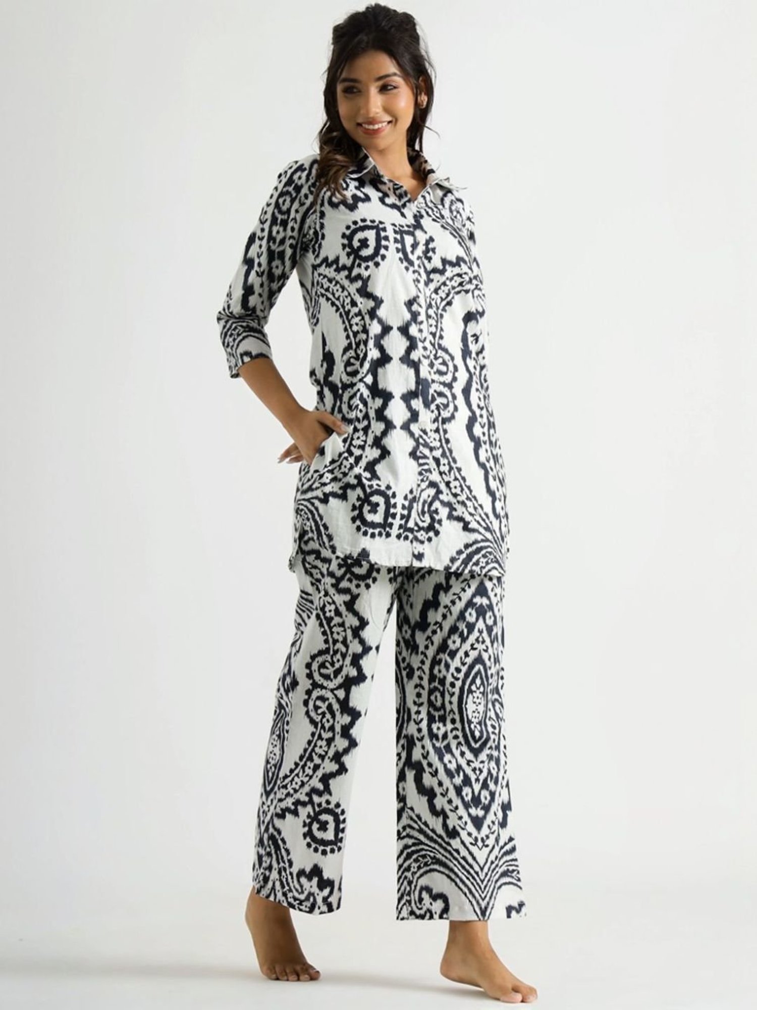 Autumnlane Black Freya Zebb Printed Tunic with Pant Co-Ord Set