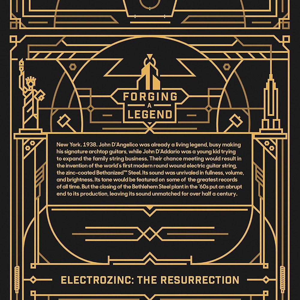 D'Angelico Electrozinc Rock 10-46 Light Electric Guitar Strings