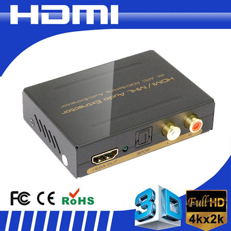 HDMI /MHL Audio (SPDIF+R/L) Extractor (4K,ARC,EDID Setting Audio Extractor) Support 3D,4KX2K,ARC