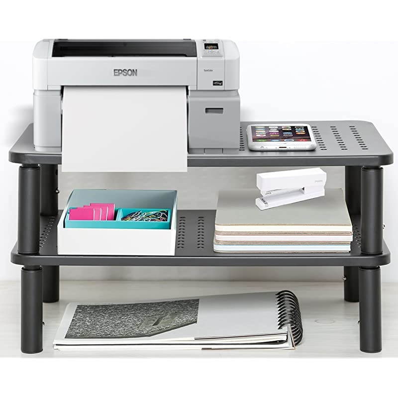 Pack Premium Laptop PC Monitor Stand with Sturdy, Stable Black Metal Construction. Fashionable Riser Height Adjustable with Non-Skid Rubber. Perfect for Computer Monitor iMac Stand or Computer Shelf