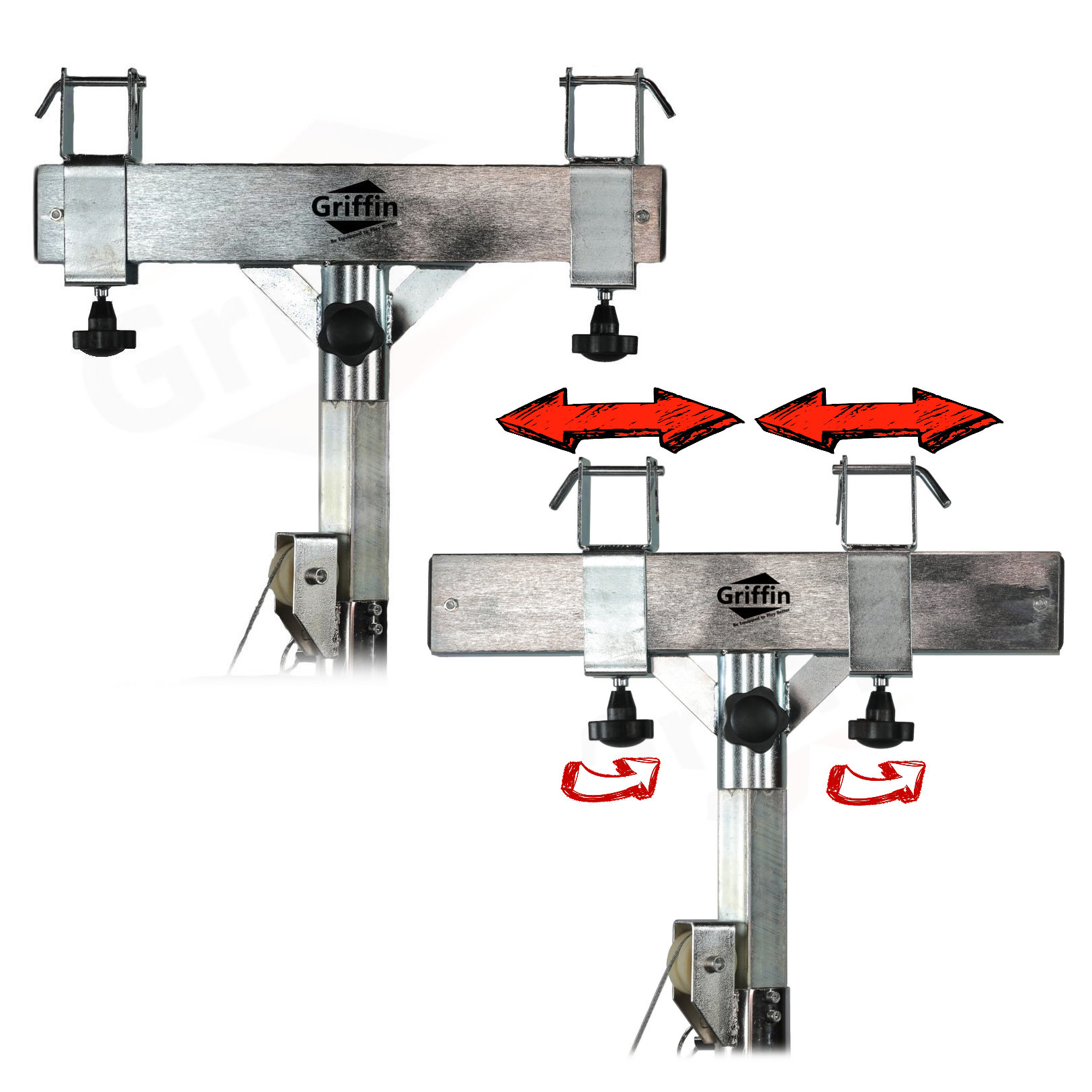 GRIFFIN Crank Lighting Truss Stands | T Adapter Bar & DJ Booth Trussing System for Light Cans & Speakers | Pro-Audio Stage Platform Hardware Mounting Package | PA Equipment Gear Holder for Live Music