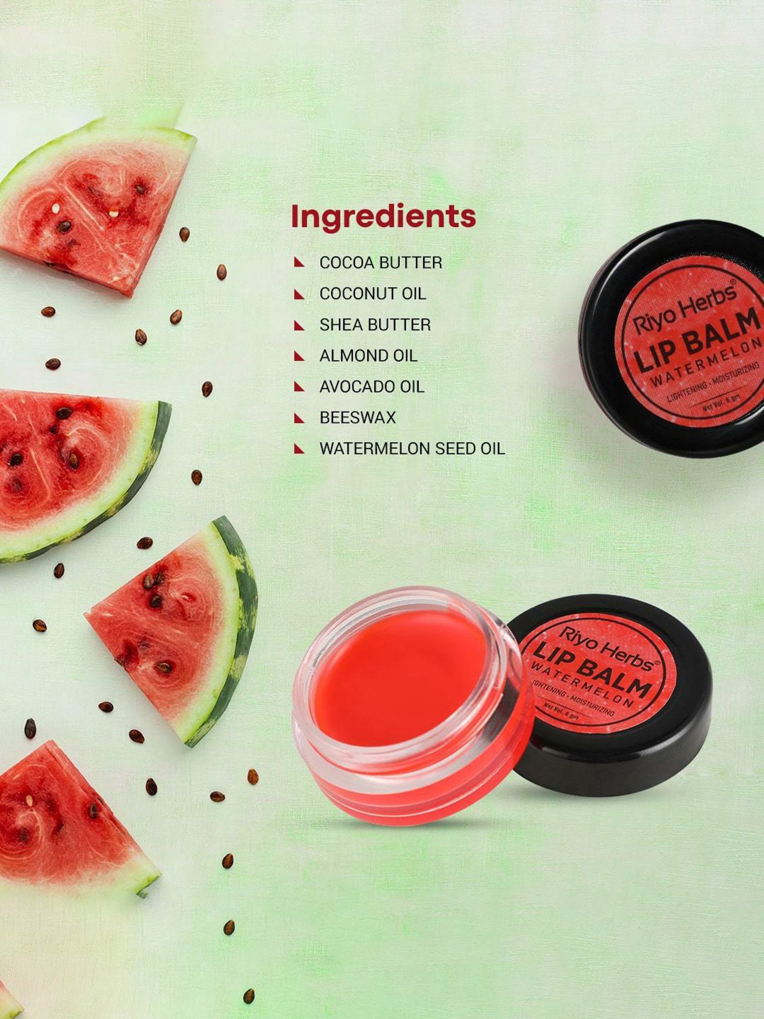 Riyo Herbs Watermelon Lip Balm - 6 gm