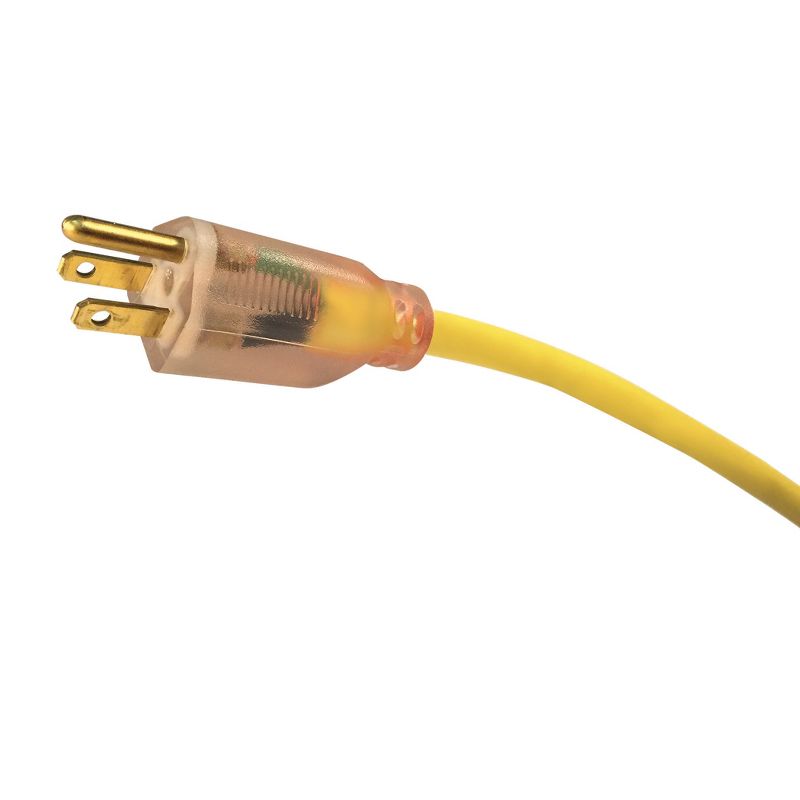 USW 12/3 25ft SJTW Yellow Heavy Duty Lighted Plug Extension Cord 2-Pack