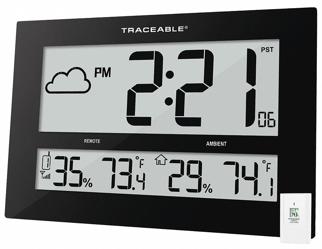 CONTROL COMPANY 1087 16-1/2" Digital Radio Atomc Clock, Black