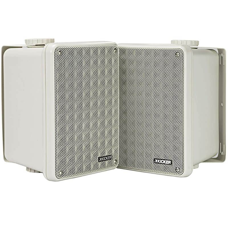KB6 2Way Full Range Indoor Outdoor Speakers Pair | Weatherproof Speakers for Patio Sunroom Garage Poolside inHome | 65 inch woofer 2x5 inch Horn Tweeter | Quick Mounting System