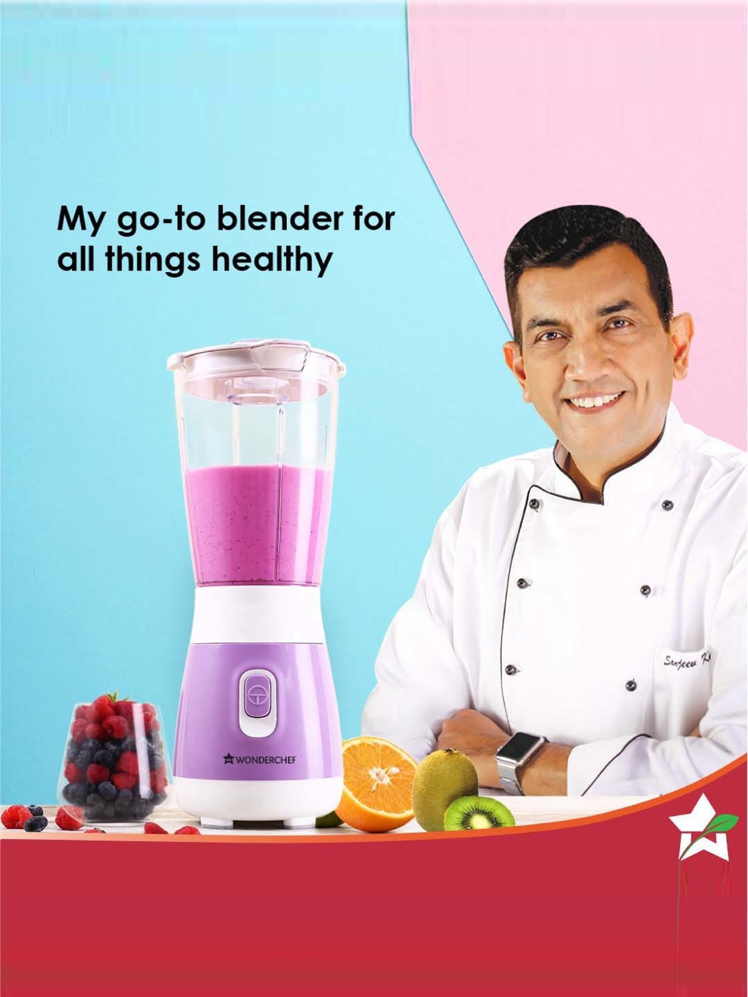 Wonderchef Orchid Personal Blender 250W 100% Copper Motor Smoothie Maker 2-Yr Warranty,Purple