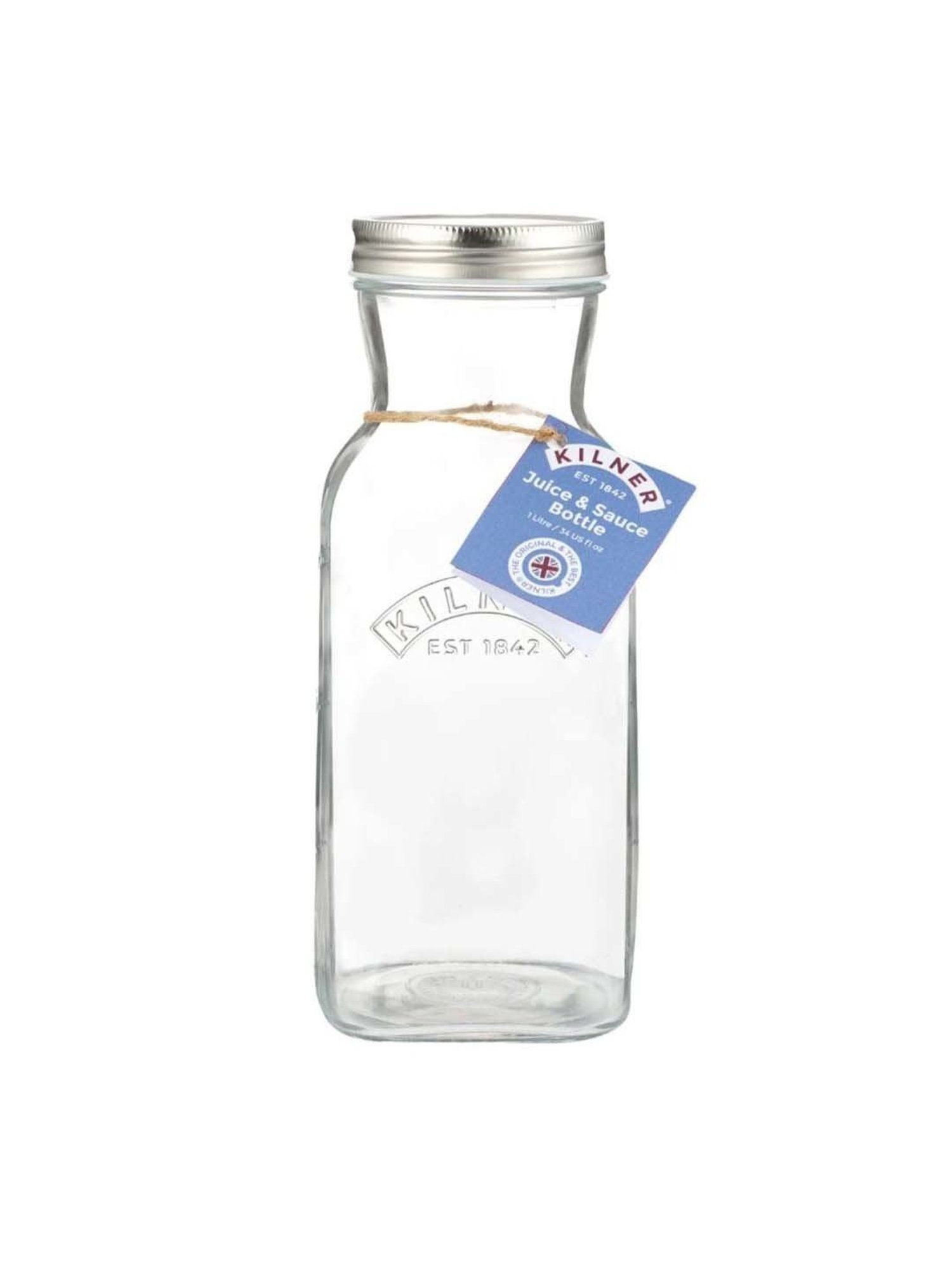 Kilner Transparent Stainless Steel Juice & Sauce Bottle (1 L)