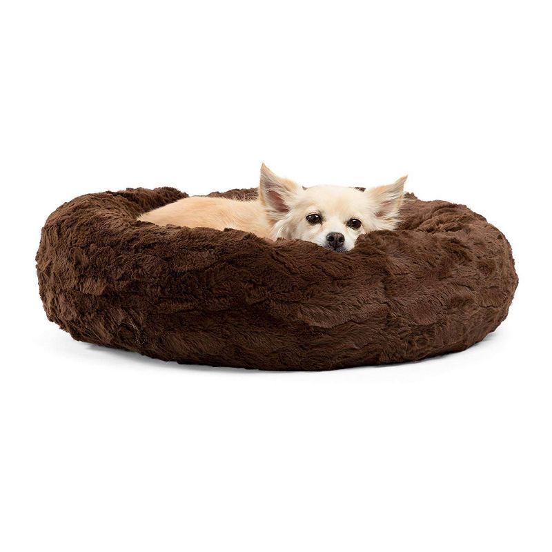 Best Friends by Sheri Orthopedic Relief Donut Cuddler Dog Bed in Brown Lux Fur
