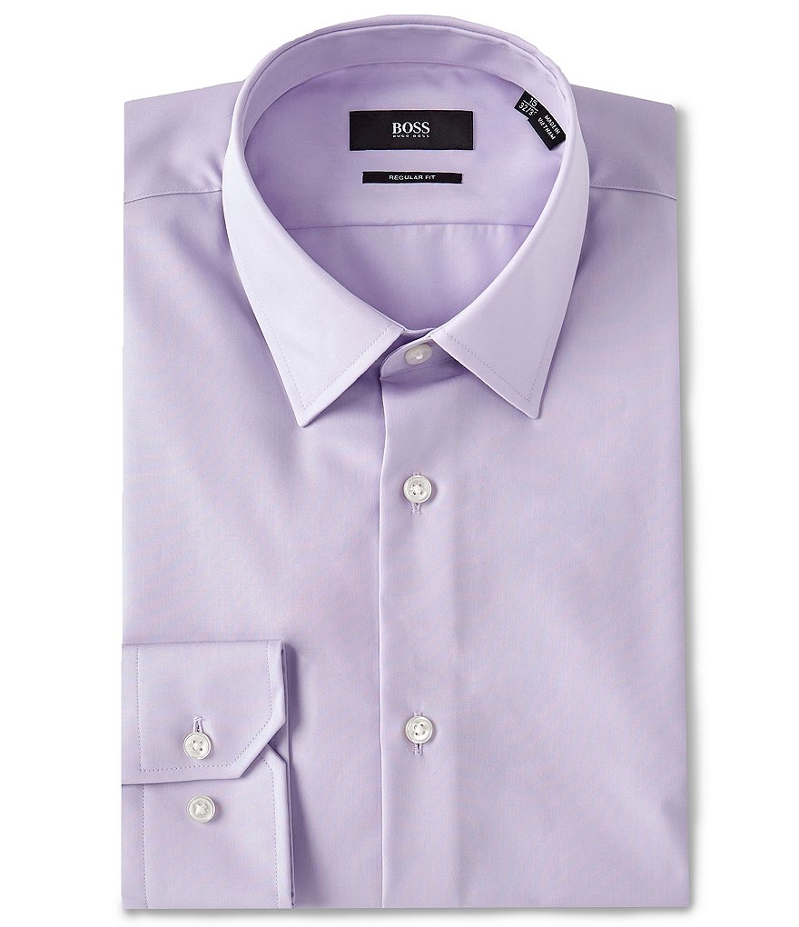 Psycho Bunny Non-Iron Modern Fit Spread Collar Solid Dress Shirt