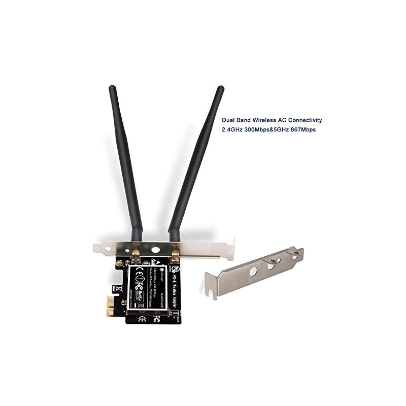 Wireless AC Dual Band AC1200 (2.4GHz 300Mbps or 5GHz 867Mbps) PCIE Wi-Fi Adapter for Windows Server,7,8,8,1,10(32/64bit) Desktop PCs Online Gaming and Video Streming-PCIe WiFi Card(FS-AC86)