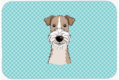 Checkerboard Blue Wire Haired Fox Terrier Mouse Pad, Hot Pad or Trivet BB1185MP