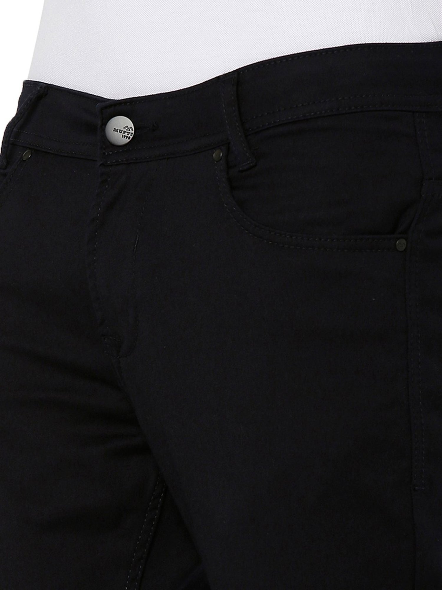 Mufti Dark Navy Super Slim Fit Lightly Washed Jeans