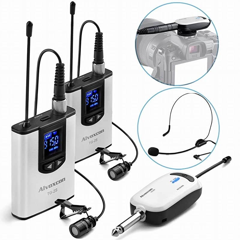 Wireless Headset Lavalier Microphone System  Dual Wireless Lapel Mic for iPhone DSLR Camera PA Speaker YouTube Podcast Video Recording Conference Vlogging Church Interview Teaching