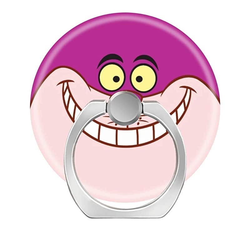 Cell Phone Ring Holder Stand, 360 Degree Rotation Universal Finger Ring Kickstand Phone Grip for Car Mount Compatible with All Smartphones-Cheshire cat Smile face
