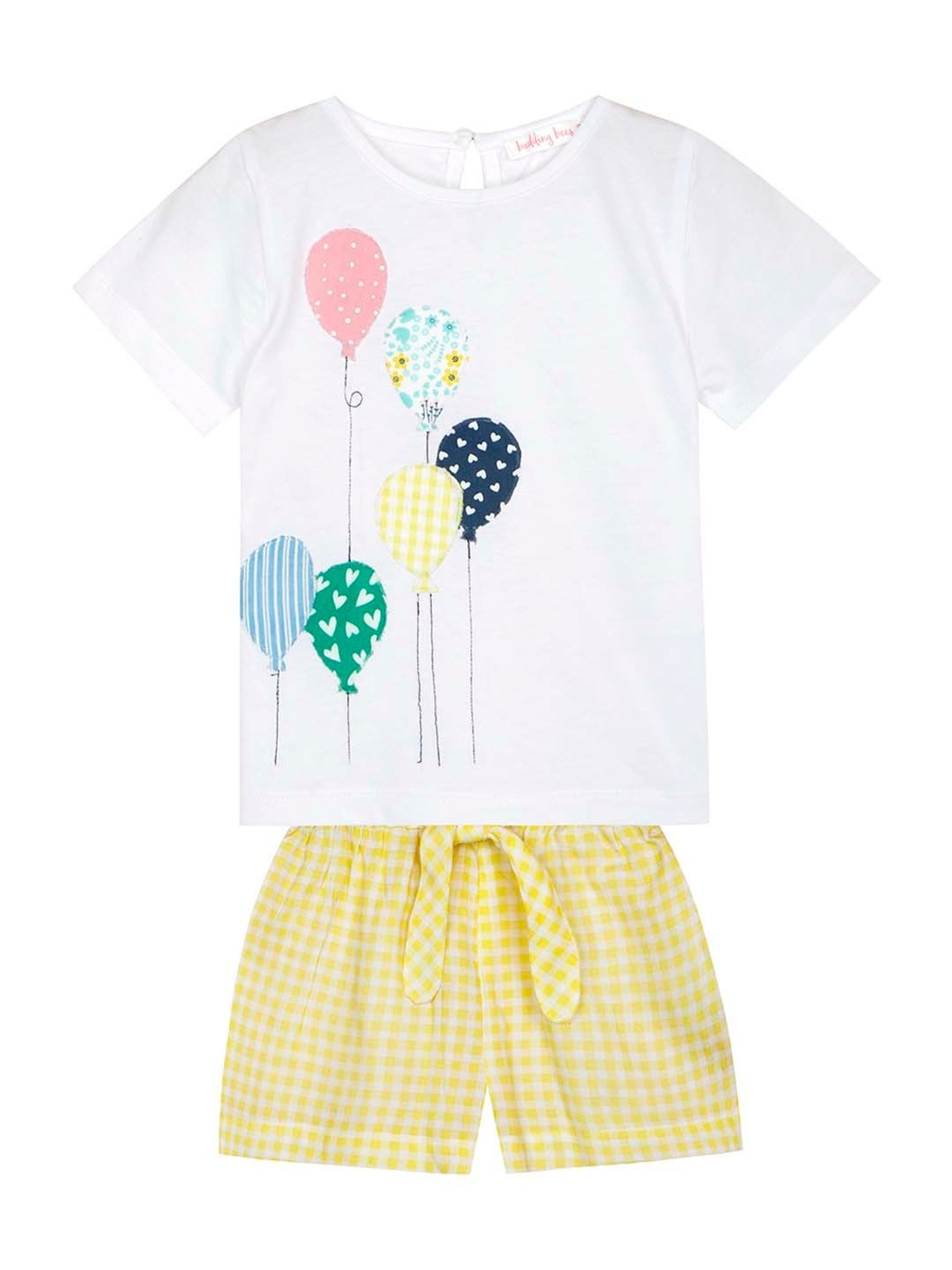 Budding Bees Kids White & Yellow Cotton Printed Top Set
