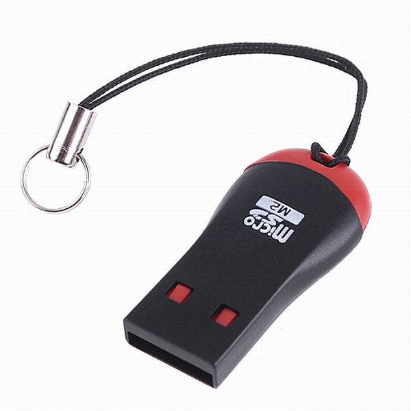 Mini TF/M2 Card Reader 2-in-1 USB 2.0 Memory Card Reader for Micro SD/T-Flash/TF/M2 Cards