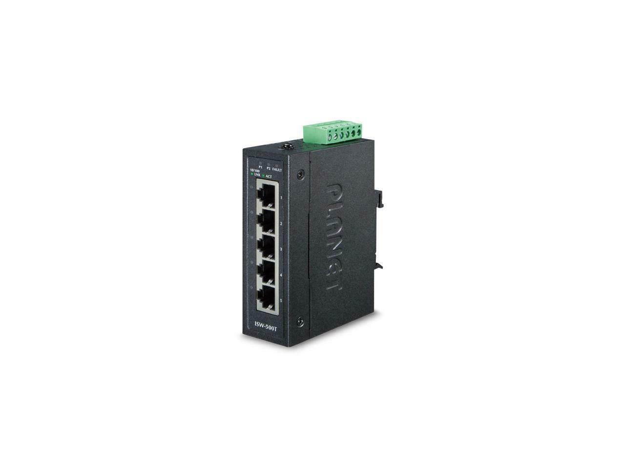 Planet ISW-500T IP30 Compact Size 5-Port 10/100TX Industrial Fast Ethernet Switch (-40~75 degrees C)