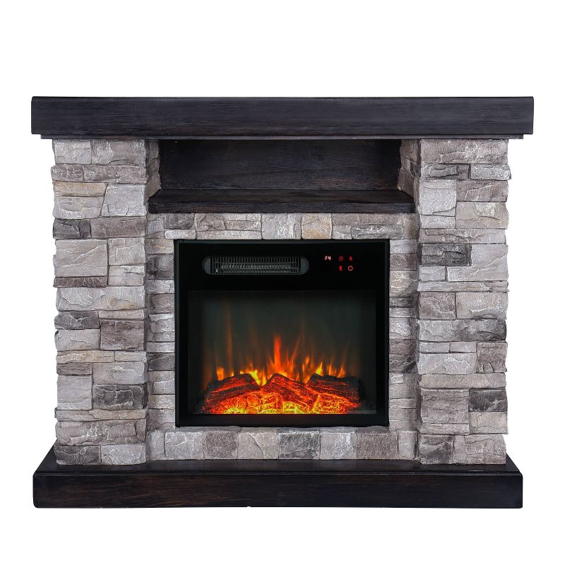 39" Freestanding Electric Fireplace Gray - Home Essentials