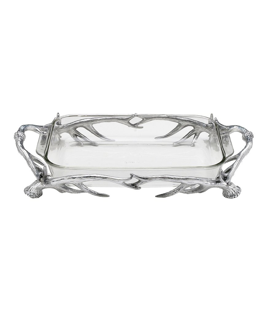 Arthur Court Antler Pyrex Casserole with Aluminum Stand