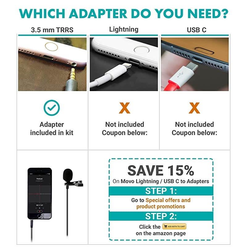 PM10 Lavalier Microphone and Lapel Microphone for iPhone iPad Android and Other Smartphones Easy Clip on Microphone Perfect for Recording a Podcast Vlog Interview YouTube