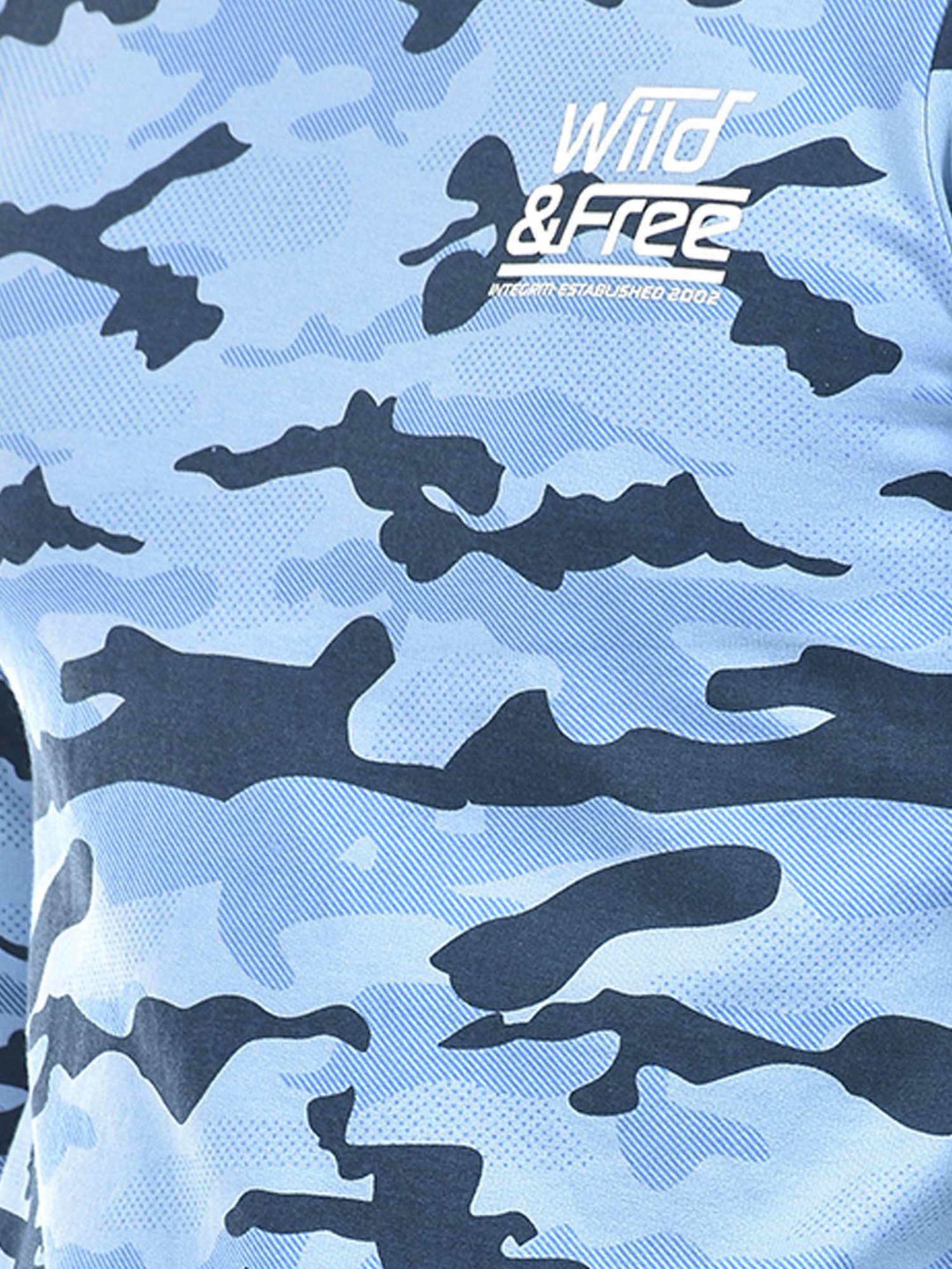 Integriti Light Blue Regular Fit Camo Print Sweatshirt