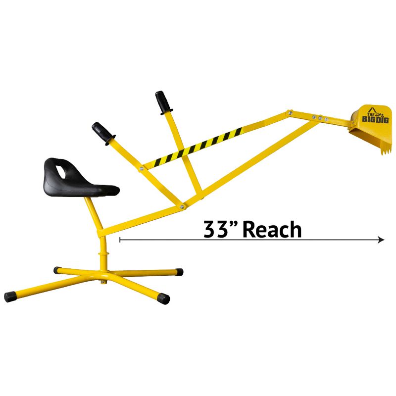 Big Dig Sandbox Digger Excavator Crane with 360^0 Rotation with Base Great for Sand, Dirt and Snow, Steel Outdoor Play Toy, Yellow