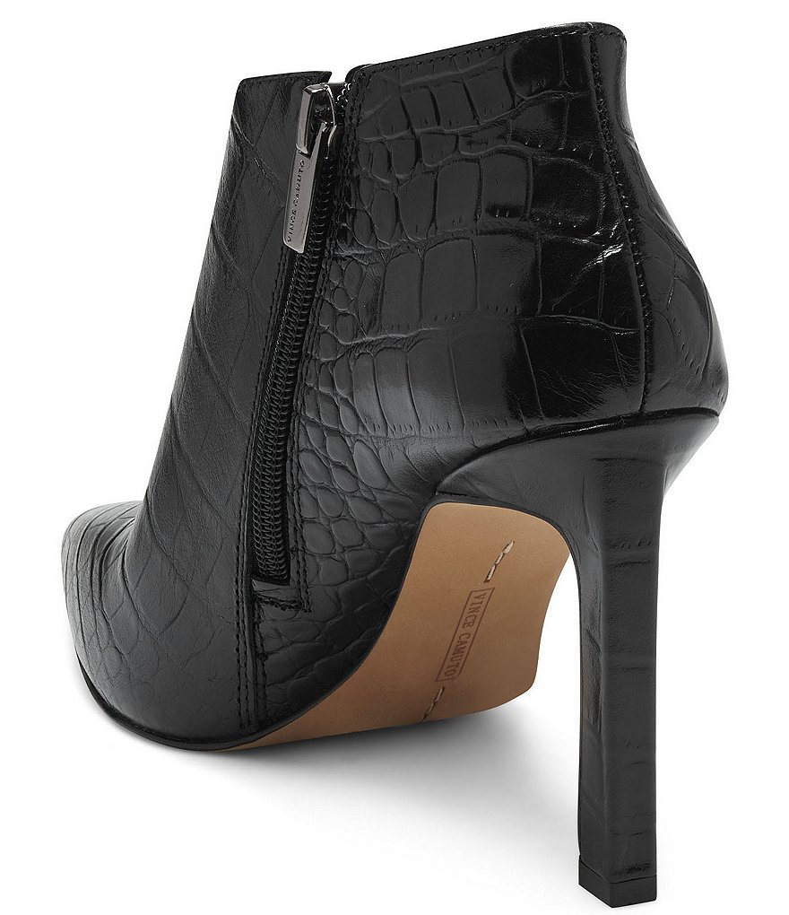 Vince Camuto Sindarah Pointed Toe Ankle Croco Embossed Leather Booties