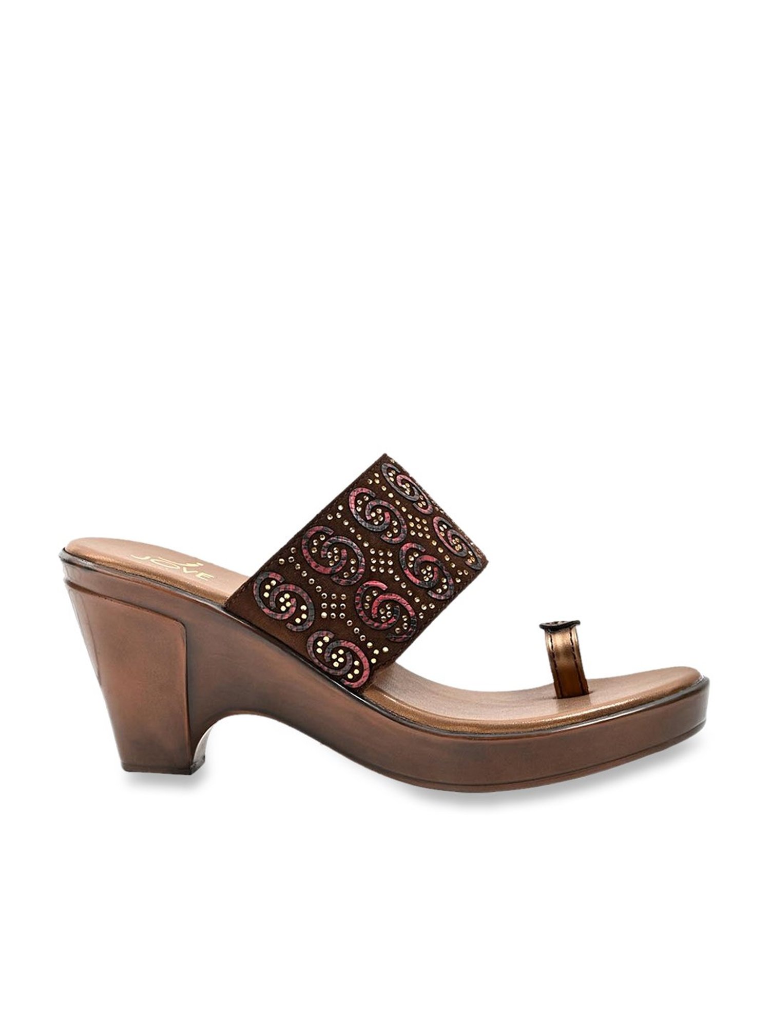 Jove Women's Brown Toe Ring Sandals