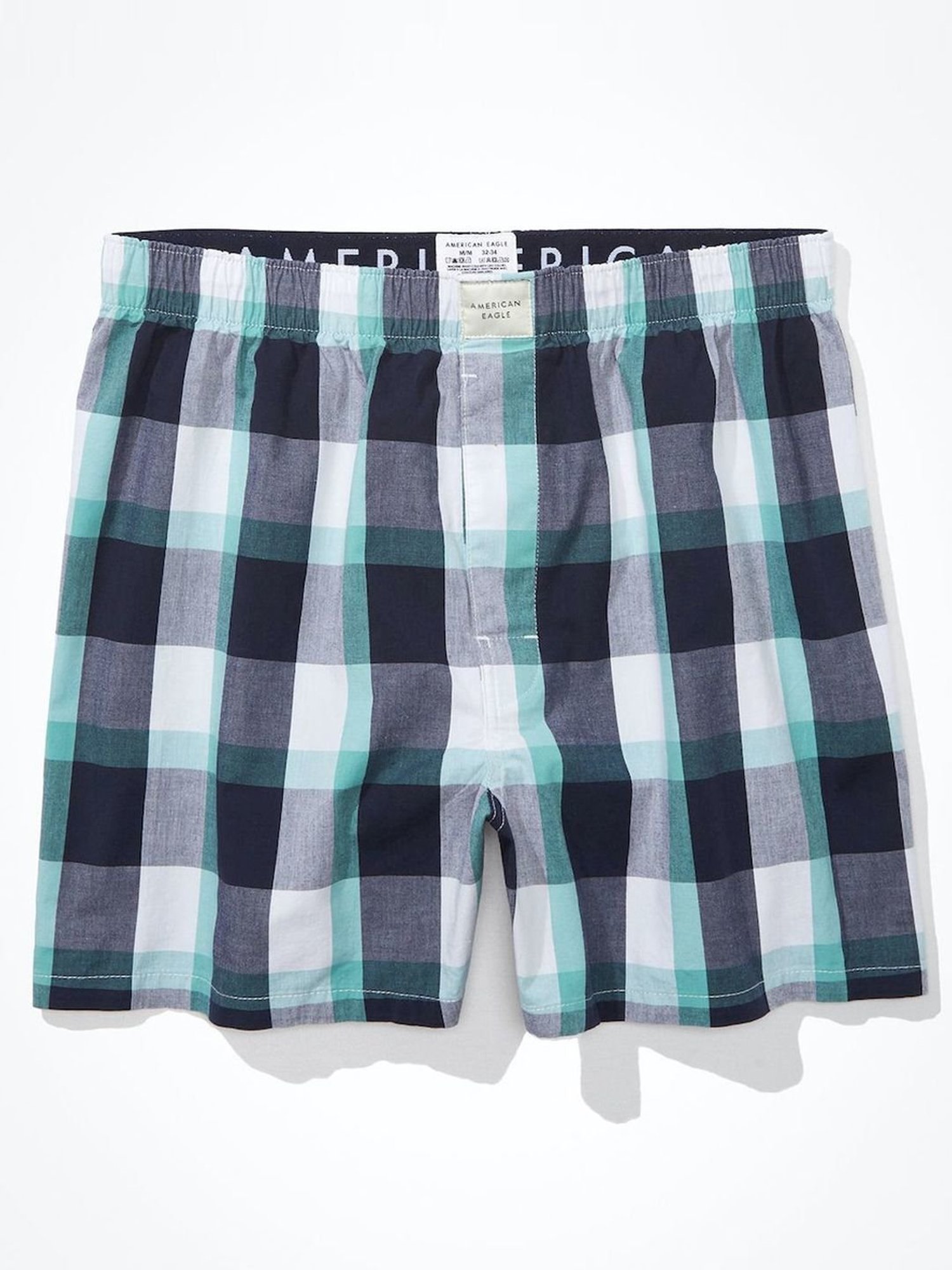 American Eagle Blue Cotton Regular Fit Checks Boxers