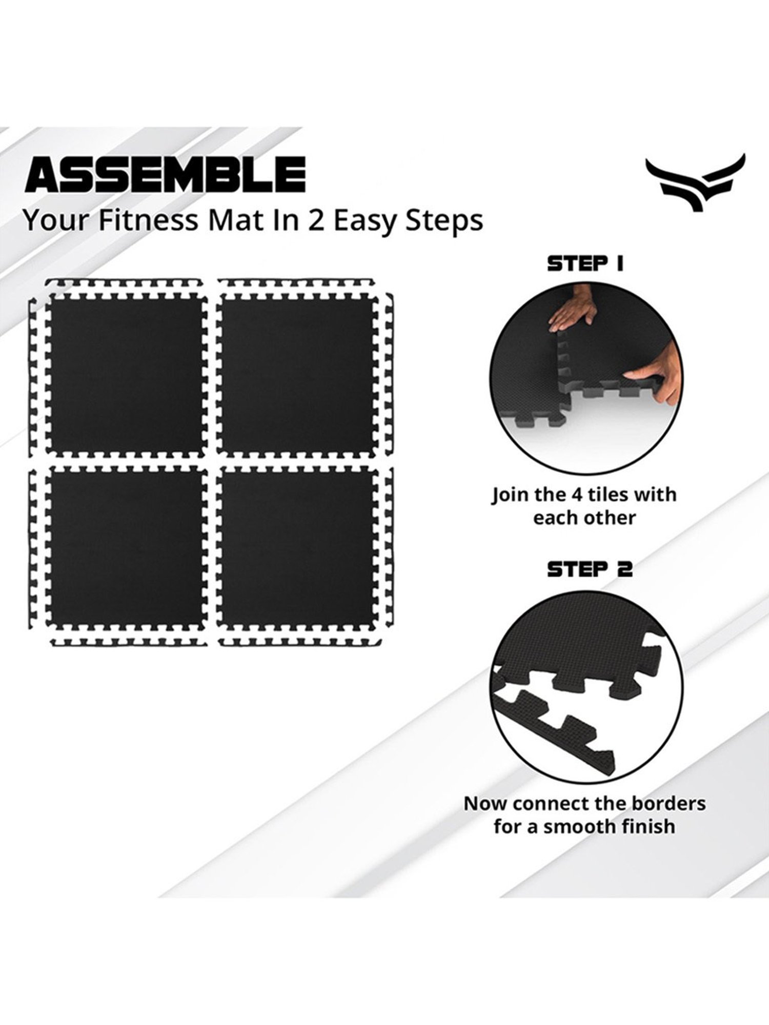 Xtrim Puzzle Exercise Mat with EVA Foam (Black) Size - 10mm