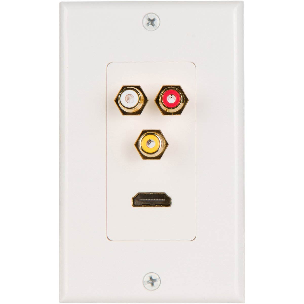 Buyer's Point HDMI Pigtail RCA Wall Plate [UL Listed] with Single Gang Low Voltage Mounting Bracket Device Pack of 5 with White Kit