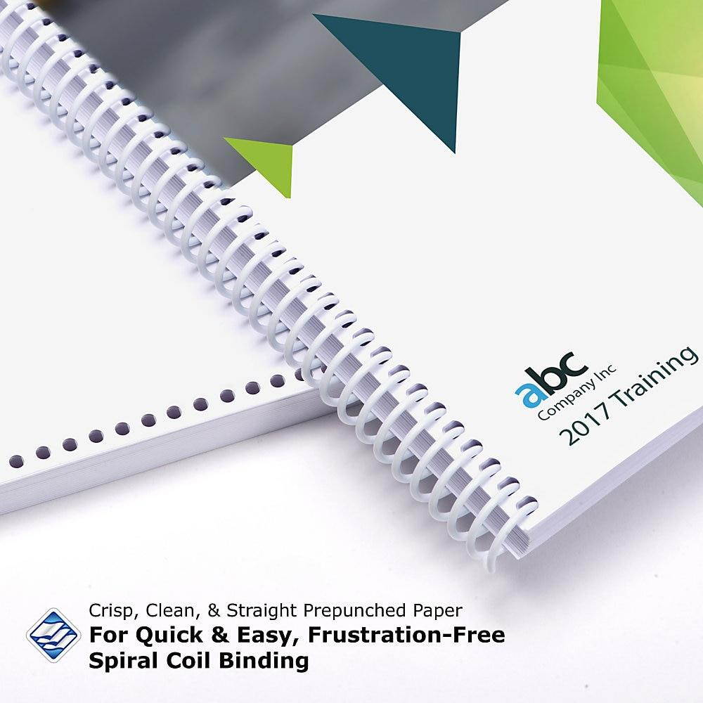 8-1/2'' x 11" Laser Cut Sheet, 20# White Stock, 44 Oval Hole GBC Punch, 0.2475" Pitch for Spiral Bind (Carton of 2500)