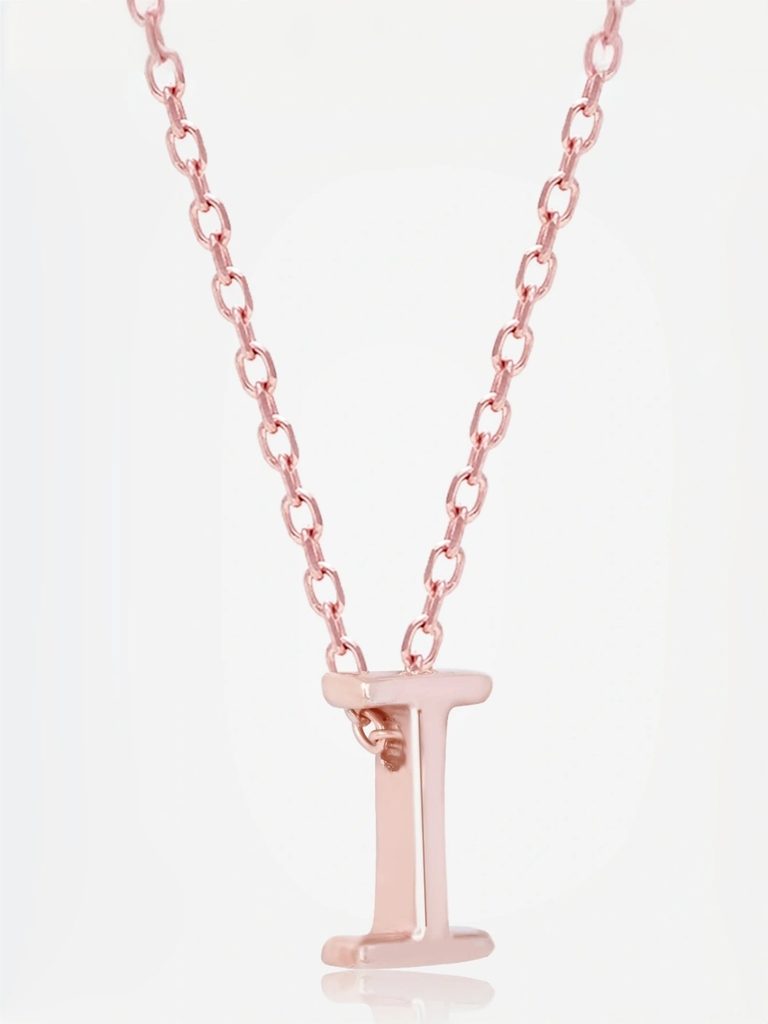 Touch925 Sterling Silver Infinite I Initial Rose Gold Chain Pendant