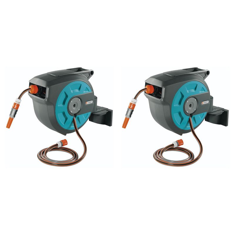Gardena Comfort 50 Foot Wall Mounted Garden Hose Reel Box  (2 Pack)