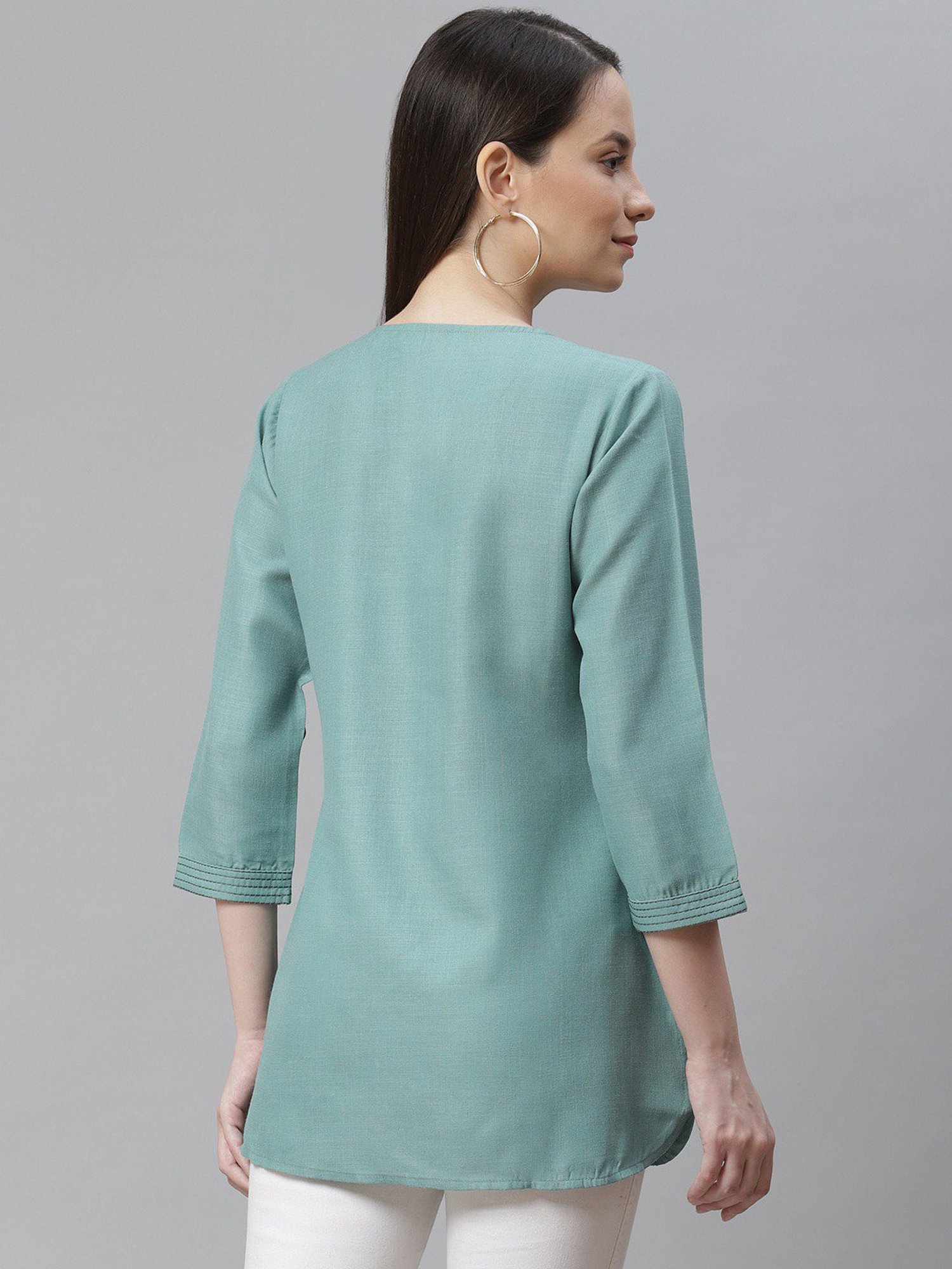 Cottinfab Green Regular Fit Cotton Tunic