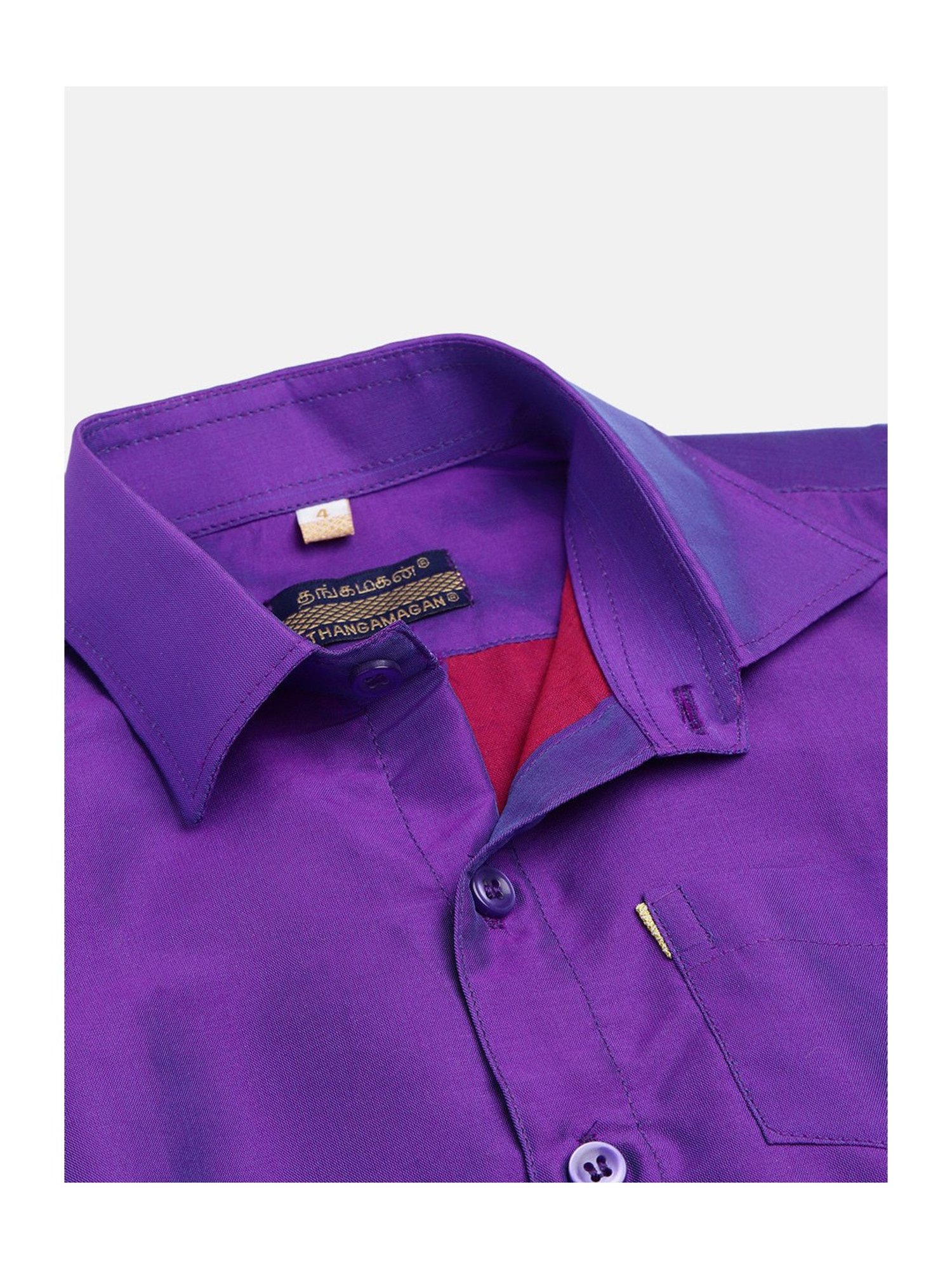 THANGAMAGAN Kids Lavender & Cream Solid  Shirt,  Dhoti,  Towel With  Freebies Set