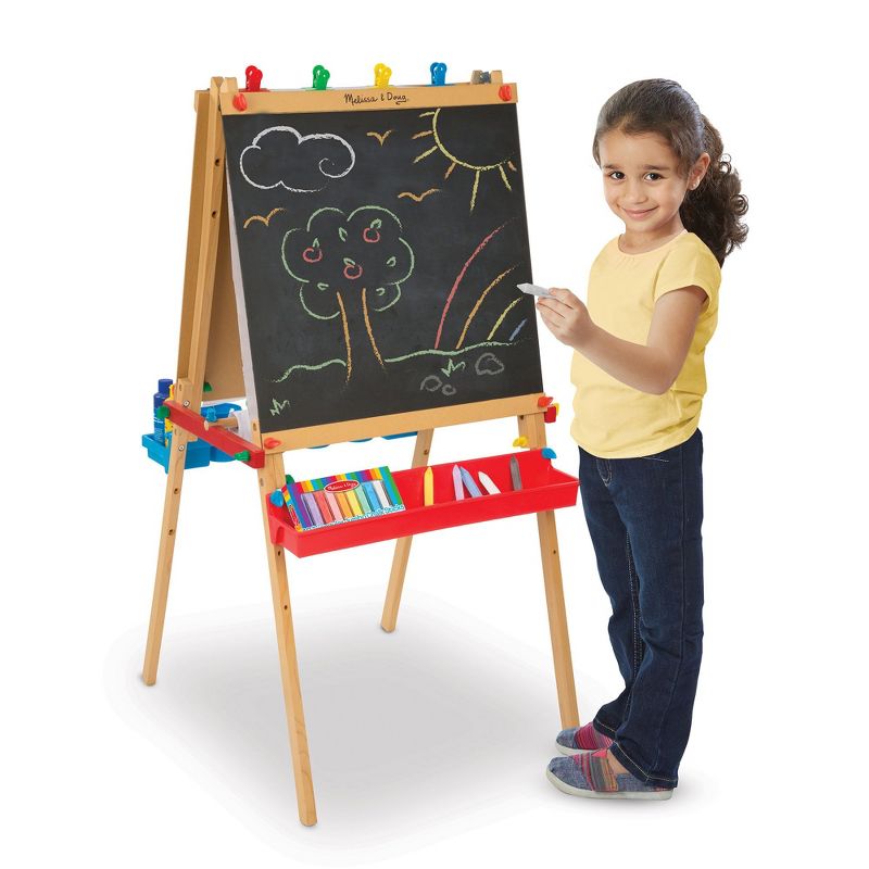 Melissa & Doug Deluxe Standing Art Easel - Dry-Erase Board, Chalkboard, Paper Roller