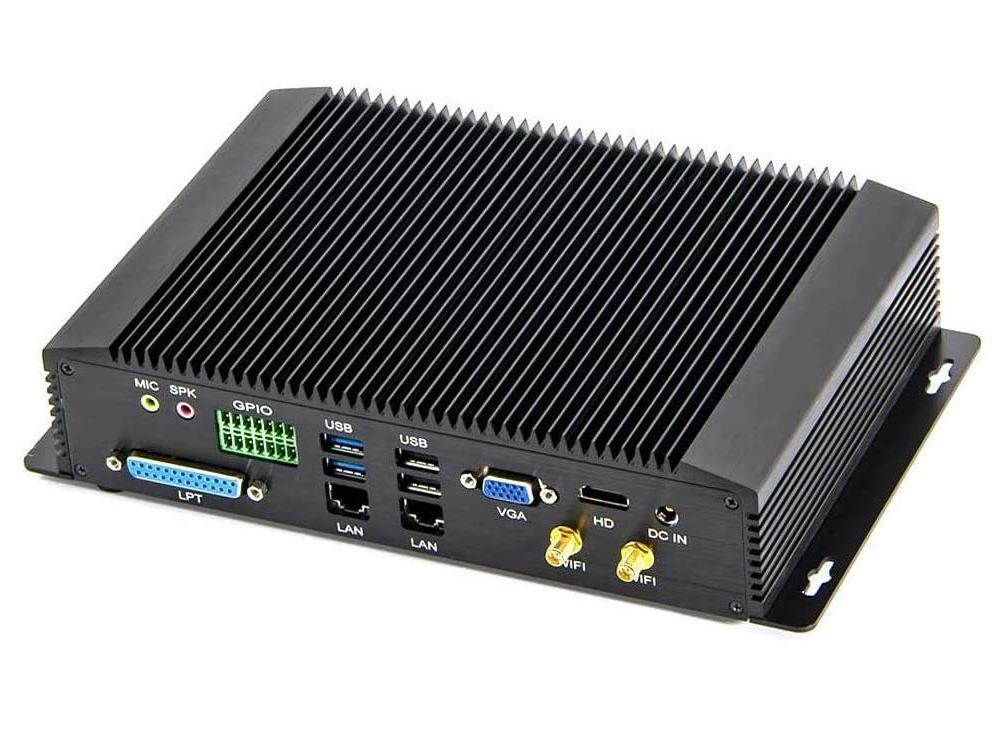 Partaker Fanless Industrial PC,Mini Desktop Computer with Intel Core i7 8550U Quad Core CPU, 4GB Ram 128GB SSD,6xCOM, 4xUSB 3.0, 4xUSB 2.0, 2xLAN, GPIO, LPT, HD Port, VGA, Wi-Fi, PS/2,Windows 10 Pro
