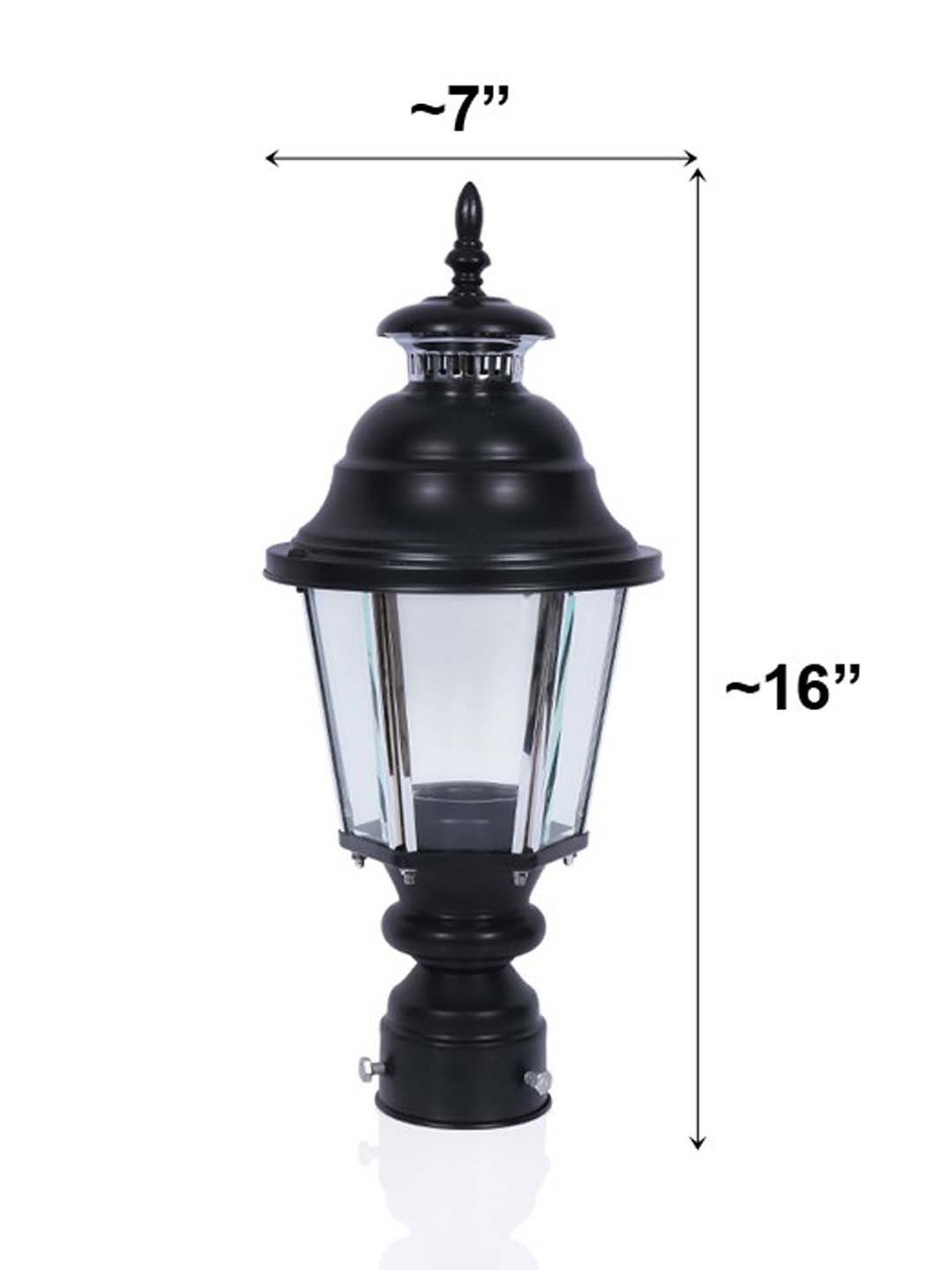 Fos Lighting 'Style' Black & Transparent Aluminium Outdoor Pole Gate Light - Set of 1