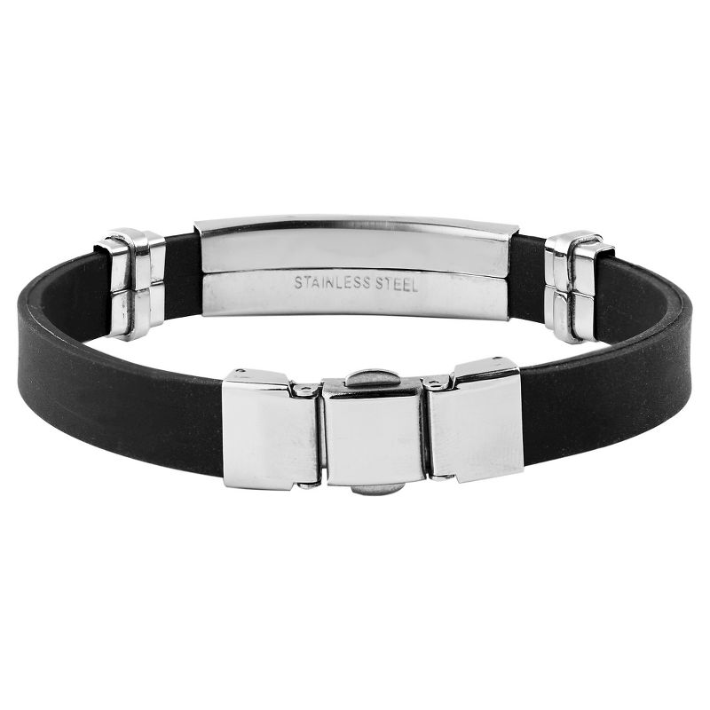 Men's West Coast Jewelry Goldtone Two-Tone Stainless Steel ID Rubber Bracelet