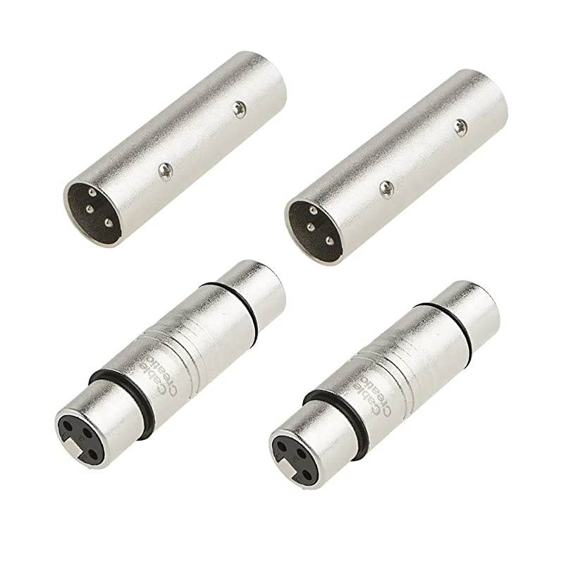 2Pair XLR Male to Male XLR Female to Female 3PIN Adapter Connector Compatible MicrophoneMixerSilver