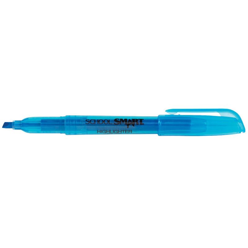 School Smart Pen Style Highlighter, Chisel Tip, Blue, pk of 12