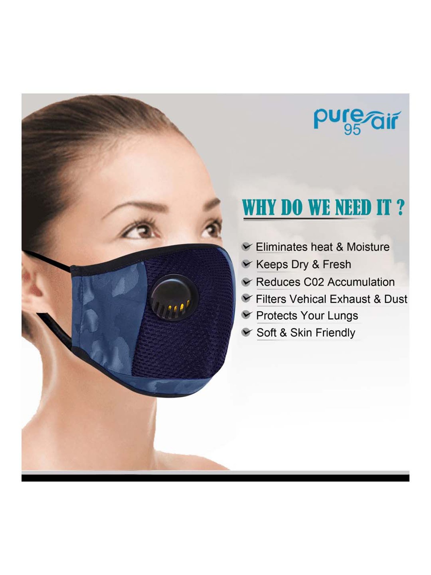 Lioncrown 4 Layered N95 Face Mask with Replaceable Filter Pocket