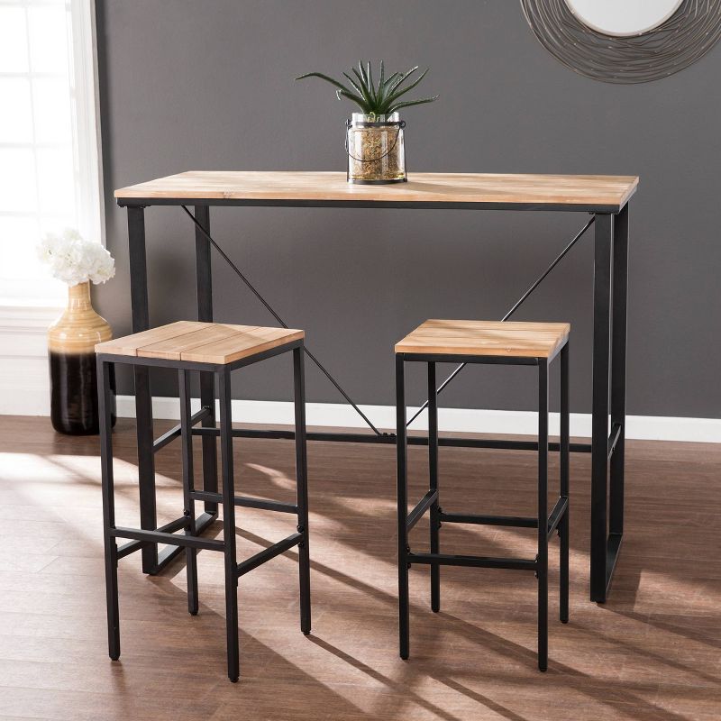 4-Person Rockshire Rectangle Pub Table - Natural and Black - Aiden Lane