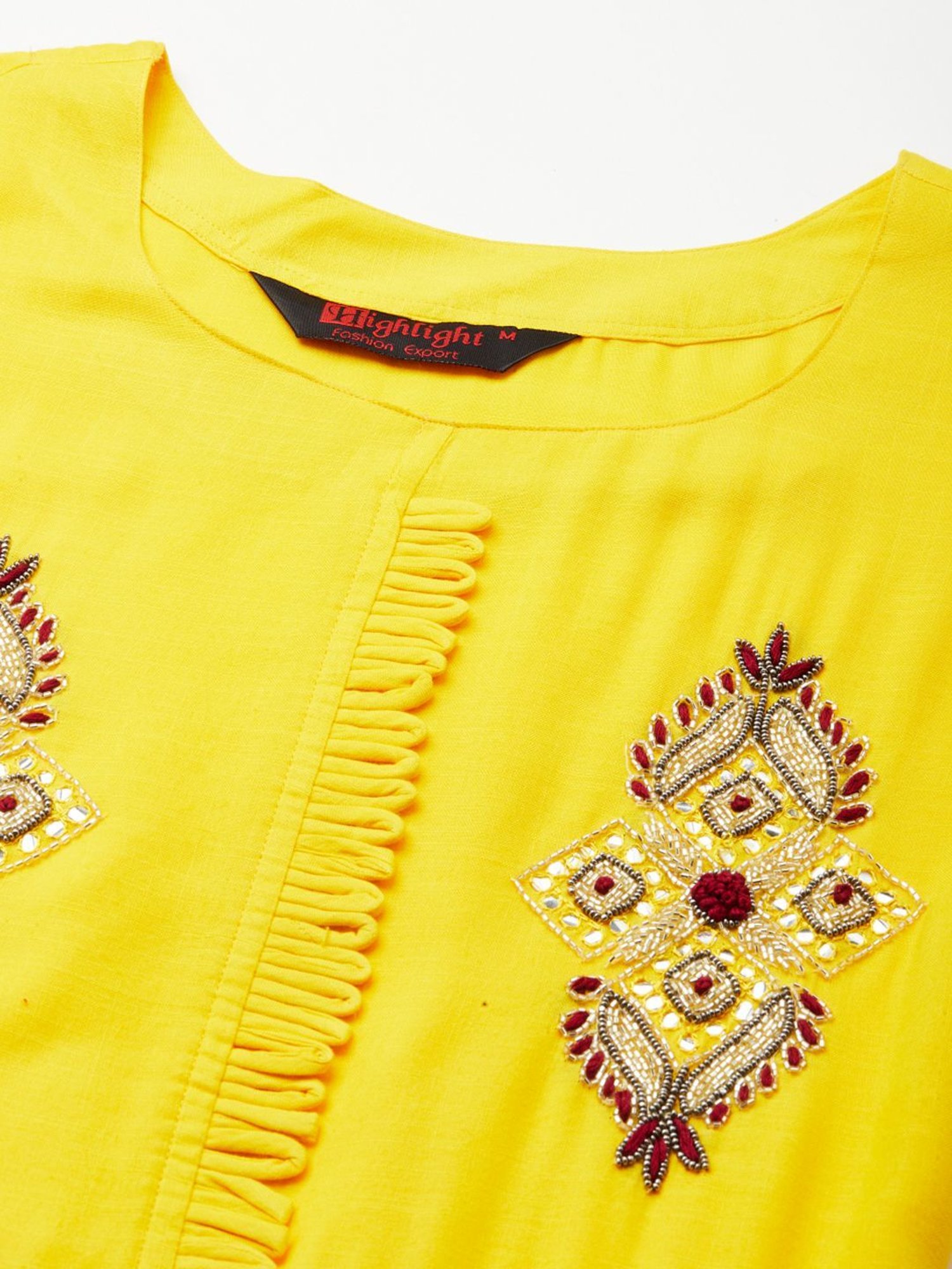 HIGHLIGHT FASHION EXPORT Yellow Embellished Maxi Dress