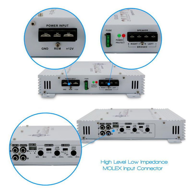 Pyramid PB717X Arctic Series 1000 Watt Powerful Performance 2 Channel Class AB Car Truck Vehicle  Audio Mosfet Amplifier Power Amp (2 Pack)