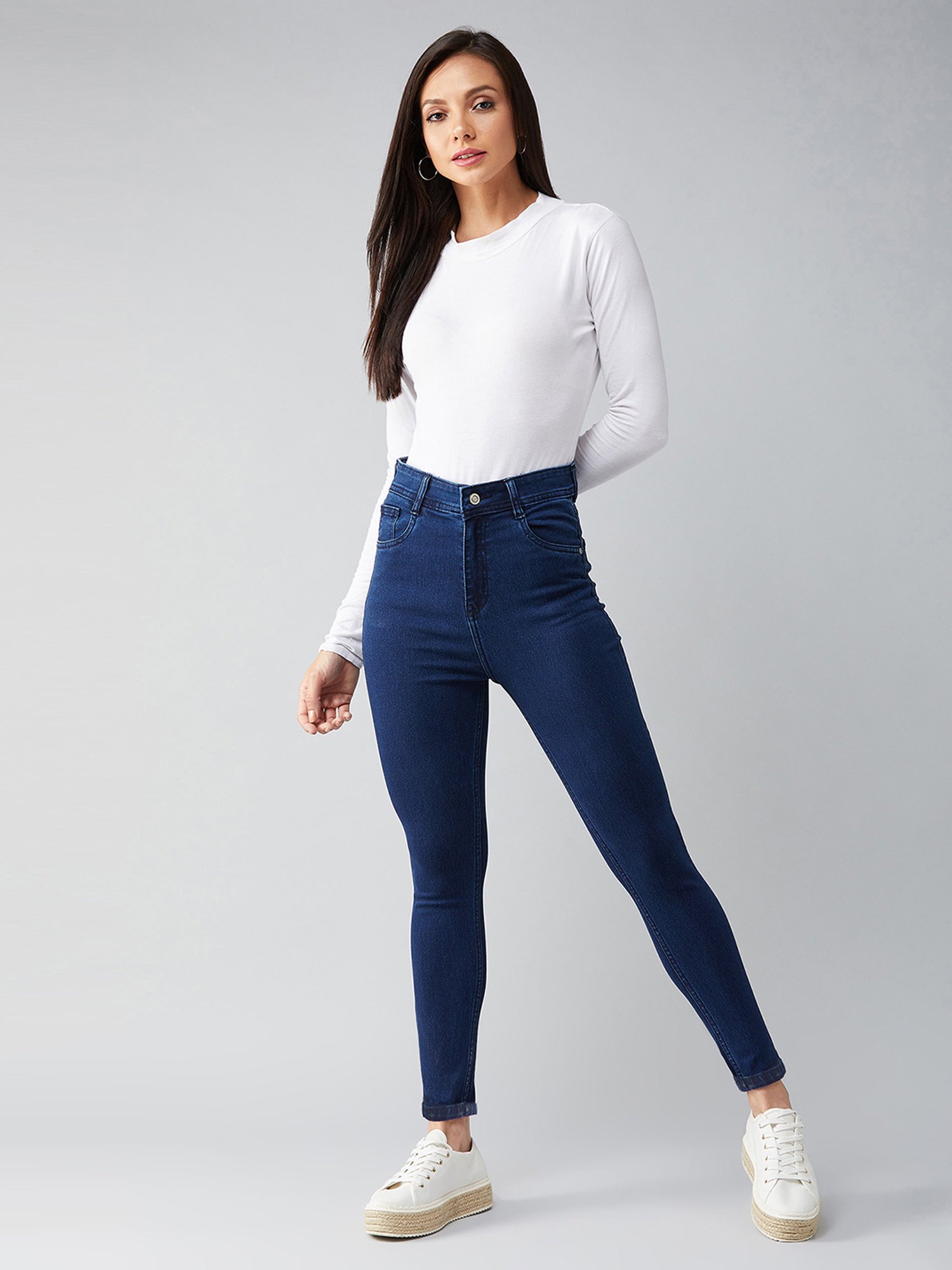 DOLCE CRUDO Navy Skinny Fit Jeans