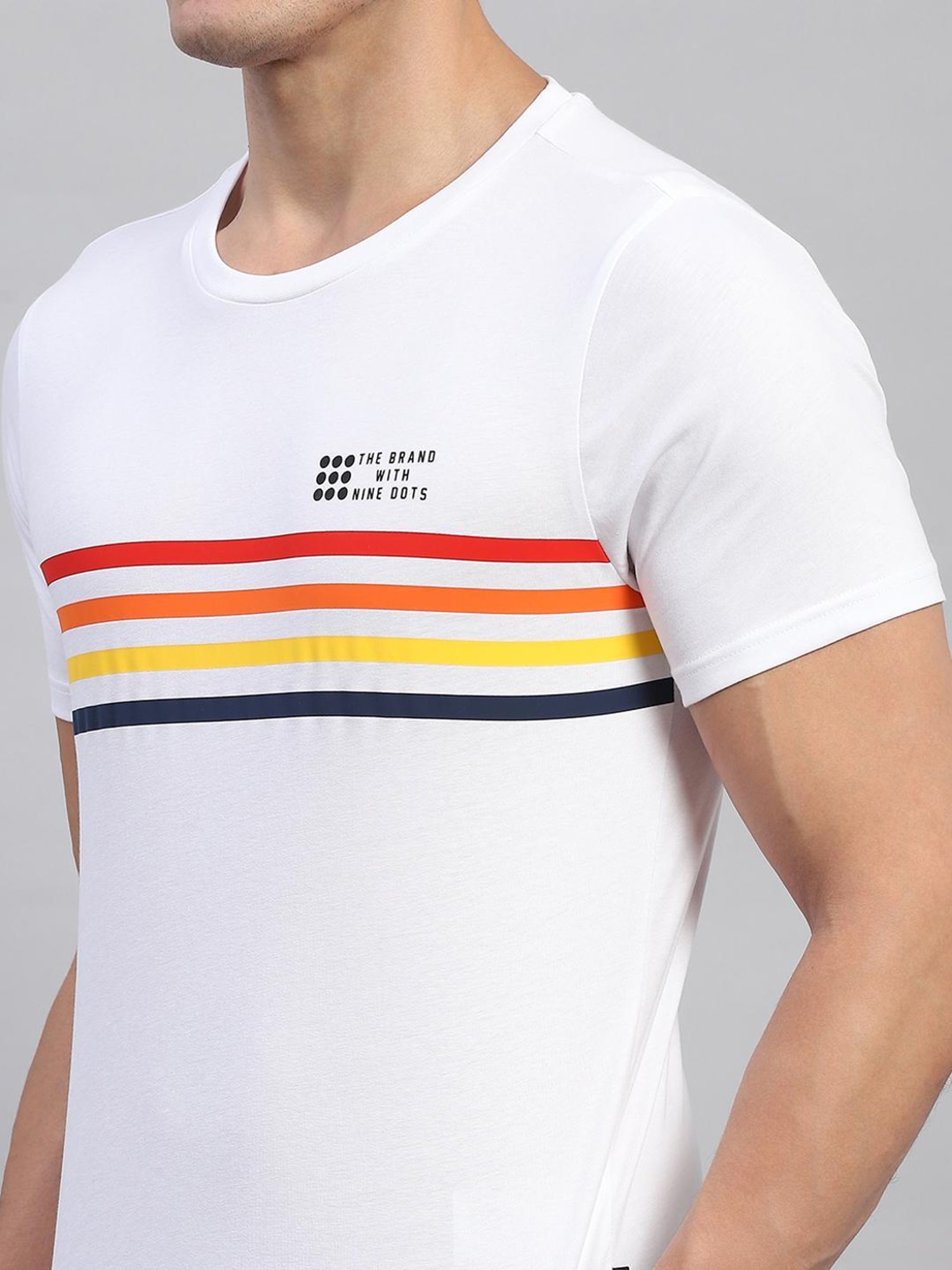 Rock.it White Cotton Regular Fit Printed T-Shirt