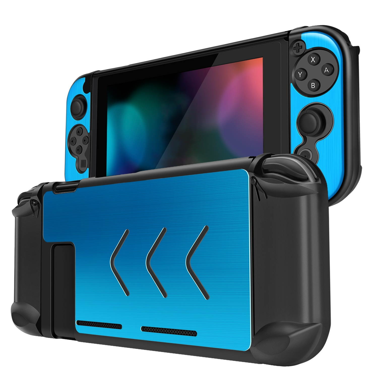 Nintendo Switch Case Cover for Console & Joy-Con Controller - Travel Friendly Aluminum Alloy Hard Shell Protector, Anti-Scratch Shockproof Protective Nintendo Switch Accessories (Blue)